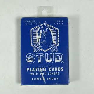 Vintage Stud Playing Cards,  Poker Size,  Jumbo Index,  Blue,  Linen Finish
