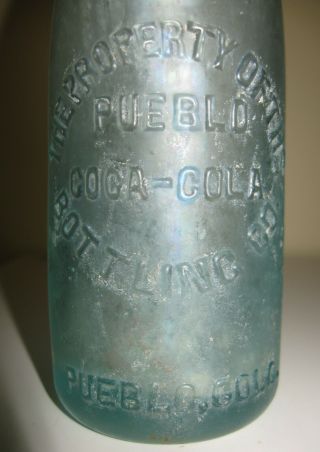 Vintage Straight Sided Coca - Cola Bottle - Block Letters - Pueblo,  CO.  Bottling Co. 2