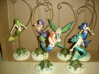 Fairy Divas By Amy Brown 6 Different Water Mermaids With Base & Holder