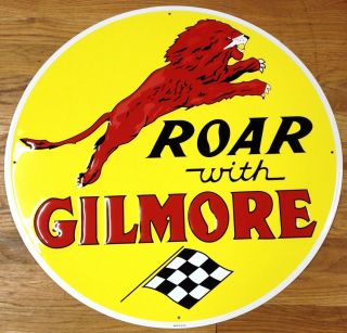 Roar With Gilmore Red Lion Black White Racing Flag 24 " Embossed Metal Adv Sign