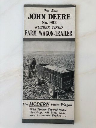 1939 John Deere 952 Farm Wagon Trailer Advertising Brochure Tractor Vintage