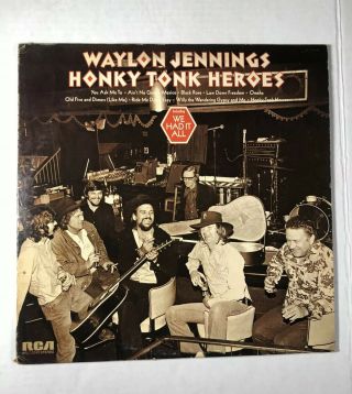 Waylon Jennings Honky Tonk Heroes Lp Promo 1973 Apl1 - 0240 Vinyl Vg,  Orange Label