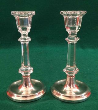 Unusual Silver And Crystal Candlesticks By Broadway & Co Birmingham 1983.