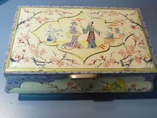 Vintage Tin Container Candy Cookie - - Made In England - Japanese Floral Design