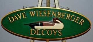 Carved Duck Decoy Dave Wiesenberger Decoys Trade Sign Large 32 " X 12 1/4 "
