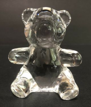 Oneida Transparent Clear Crystal Teddy Bear Figurine / Decor / Paperweight 2.  75 "