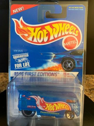 Hot Wheels 1996 First Editions Vw Drag Bus - Momc - Blue - Nip