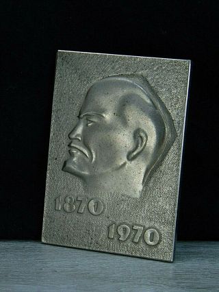 Lenin 1870 - 1970 Titanium Table Plaque Soviet Propaganda Ussr