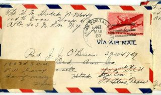 (4) WW2 ETO APO Army Officer NURSE to GI MP POW GUARD US CAMP Covers/Letters 2