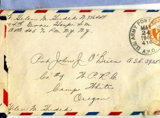 (4) WW2 ETO APO Army Officer NURSE to GI MP POW GUARD US CAMP Covers/Letters 3
