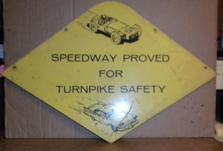 Old Painted Tin Sign Graphics Speedway Approved Race Car Other Car