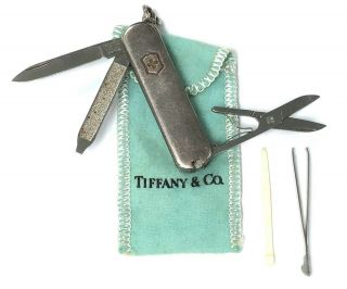 Vintage Tiffany & Co.  Sterling Silver & 18k Gold 5 - In - 1 Swiss Army Pocket Knife