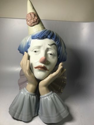 Vintage Lladro Jester Clown Face Figure Bust 12 " Tall
