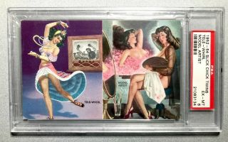 1952 Exhibit Slick Chick Twins Pin - Up Psa 6 Ex - Mt Tele - Whirl Model Artist Break