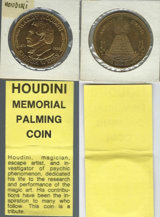 Magic Token - Mt166.  001 - Houdini,  Harry - Brass - " Houdini Memorial Palming Coin " - Af