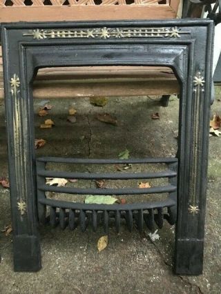 Vintage Cast Iron (2) Fireplace Surround With Grates Details