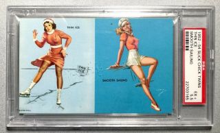 1952 Exhibit Slick Chick Twins Pin - Up Psa 5.  5 Ex,  Thin Ice Smooth Sailing Break