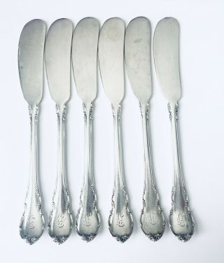 (6) Six Lunt Sterling Silver Modern Victorian 5 3/4 " Butter Spreader Knives