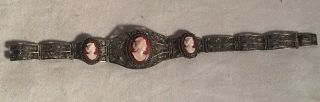 Gorgeous Antique 1800s Victorian 800 Silver Ornate Intricate Cameo Link Bracelet