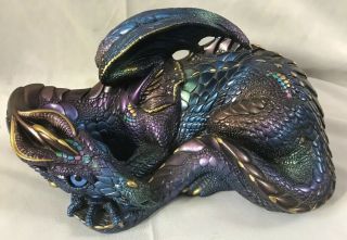 Windstone Editions Peacock Iridescent Large 9 " Mother Dragon Signed Pena 