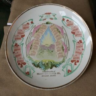 Rare 2 Year Calendar Plate Compliments Of Dillon Drygoods Co Dillon,  Mont Montana