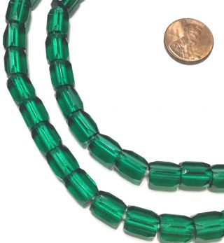 Vintage Fine Czech Crystal Russian Green Faceted Glass African Trade Beads