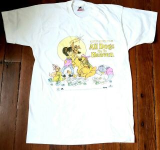 Vintage 1989 All Dogs Go To Heaven Movie Promo T - Shirt - Don Bluth Burt Reynolds
