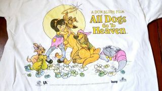 VINTAGE 1989 ALL DOGS GO TO HEAVEN MOVIE PROMO T - SHIRT - DON BLUTH BURT REYNOLDS 2