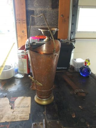 Vintage Large Copper And Brass Chimney Match Holder
