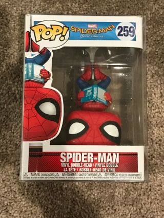 Funko Pop Marvel Spider - Man Upside Down 259 Walmart Exclusive With Protector