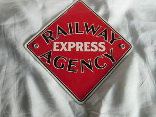 Vintage Railway Express Agency Enamel On Front And Back 8 " X 8 "