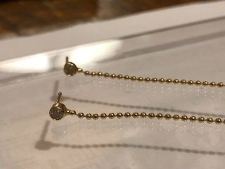 Vintage Round Diamond Dangle Drop Earrings 14k Yellow Gold