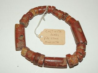 Semiprecious Catlinite Pipestone Stone Beads Set Of (28),  Minnesota Found