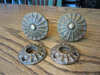 Pair Bronze Spiderweb Victorian Doorknobs Brass Door Knobs Back Plates Backplate