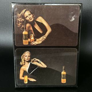 Vintage Black Velvet Whiskey Double Deck Playing Cards Sexy Woman Advertisement