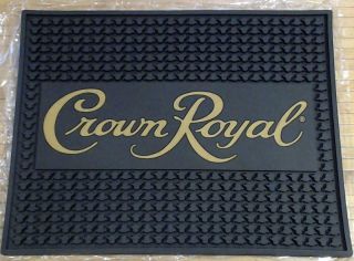Crown Royal Black Rubber Bar Mat Man Cave Game Room Spill Pad 17.  5 " X 14 "