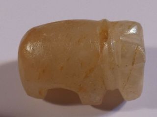 Ancient Pyu Kingdom Yellow Crystal Elephant Amulet Bead 22.  5 By 15.  8 By 13.  1 Mm