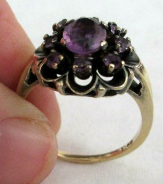 Antique Vintage 20s 30s - 10k Gold Amethyst Ring Size 10 3/4 Gift Box 6 G Grams