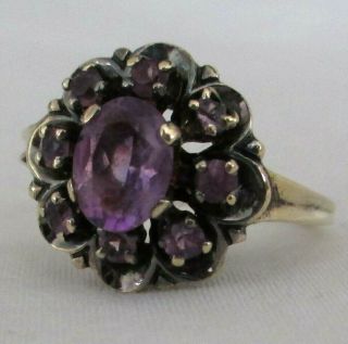 Antique Vintage 20s 30s - 10K Gold Amethyst Ring Size 10 3/4 Gift Box 6 g grams 3