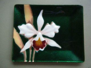 Vintage Floral Iris Enamel On Copper Tray 40 " S Style
