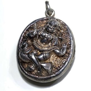 Antique Victorian Indian Sterling Silver High Relief Pendant Locket Rare Vintage