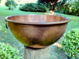 Round Copper Bowl With Brass Ring For Egg Meringe,  Jelly,  Chocolate.