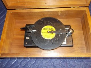 Vintage Thorens Swiss Music Box With 15 Metal Discs Player
