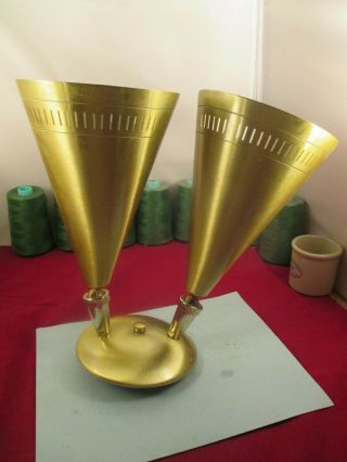Double Swivel Cone Sconce Light Fixture Brass Mid Century Vtg