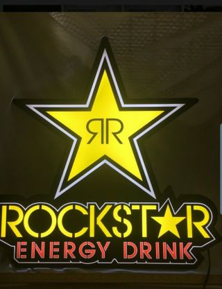Rockstar Energy Drink Advertising Large Led Light Up Hanging Sign