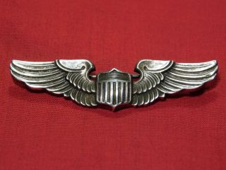 A,  Wwii Us Army Air Corps Pilot Wing Sterling Amico Shirt Size Pin Aaf