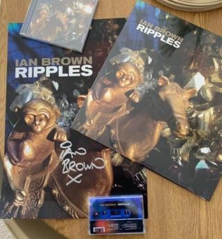 Ian Brown - Ripples.  Bundle.  Signed Print,  Vinyl,  Cd,  Cassette.  Stone Roses.