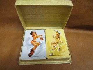 Cowgirl Pin - Up Playing Cards Two Deck Set Brown & Bigelow Quick On The Draw