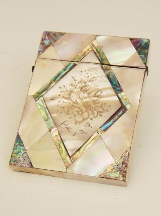 Victorian Abalone,  Tortoiseshell And Mother Of Pearl Card Case