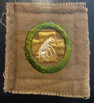 BOY SCOUT FIRST AID TO ANIMALS 1 1911 - 1919 MERIT BADGE (TYPE AA) OVERSIZED GPOC 2